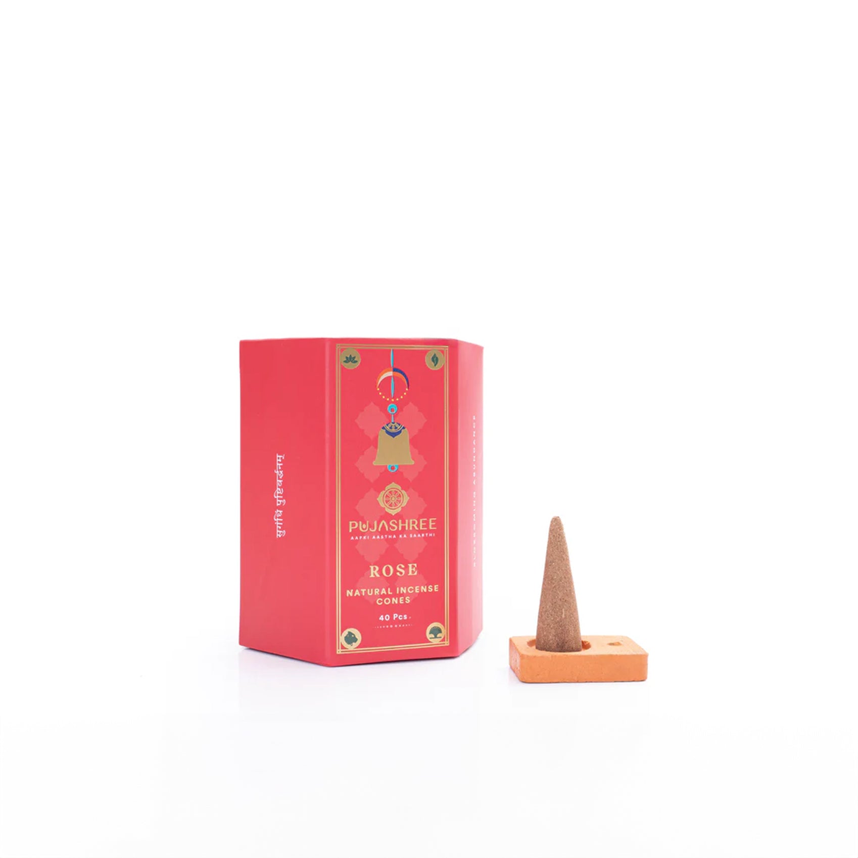 Rose Natural Incense Cones 2 inches 40 pcs